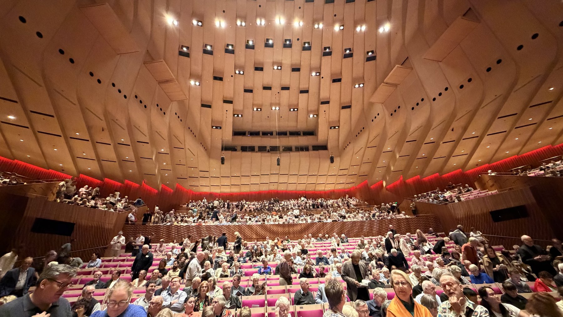 Professional congress audience seated in a large auditorium before a session